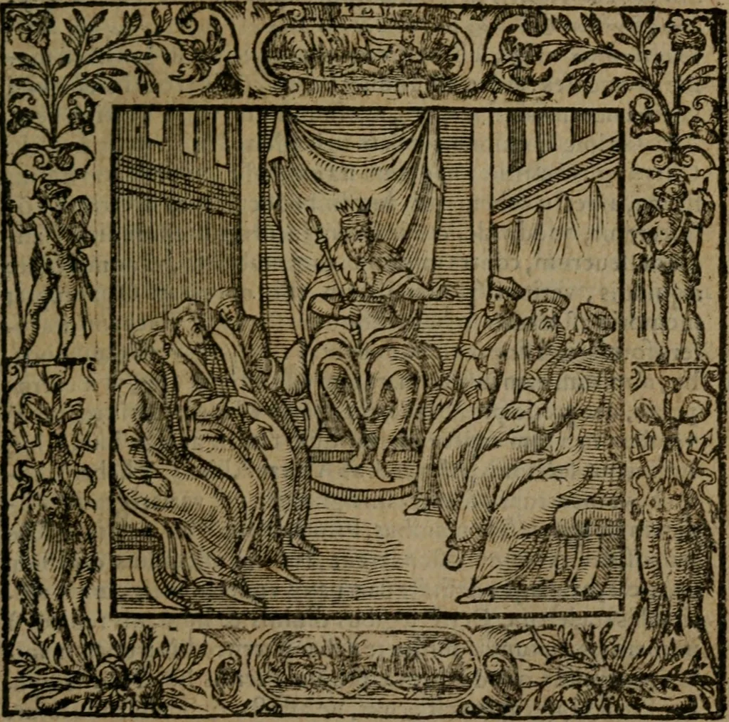 An illustration from Omnia Andreae Alciati v.c. emblemata : cum commentariis, quibus emblematum omnium aperta origine, mens auctoris explicatur, & obscura omnia dubiaque illustrantur, 1581, leaf 546