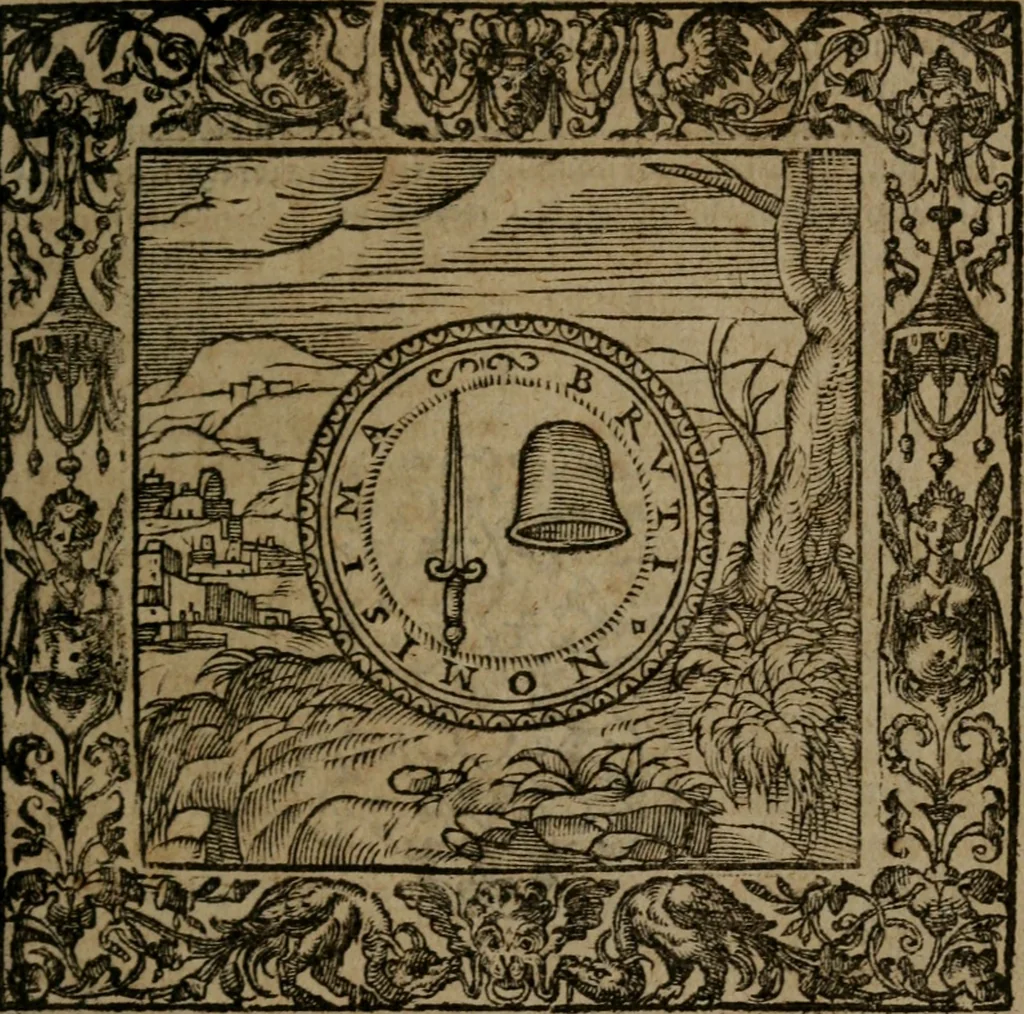An illustration from Omnia Andreae Alciati v.c. emblemata : cum commentariis, quibus emblematum omnium aperta origine, mens auctoris explicatur, & obscura omnia dubiaque illustrantur, 1581, leaf 564