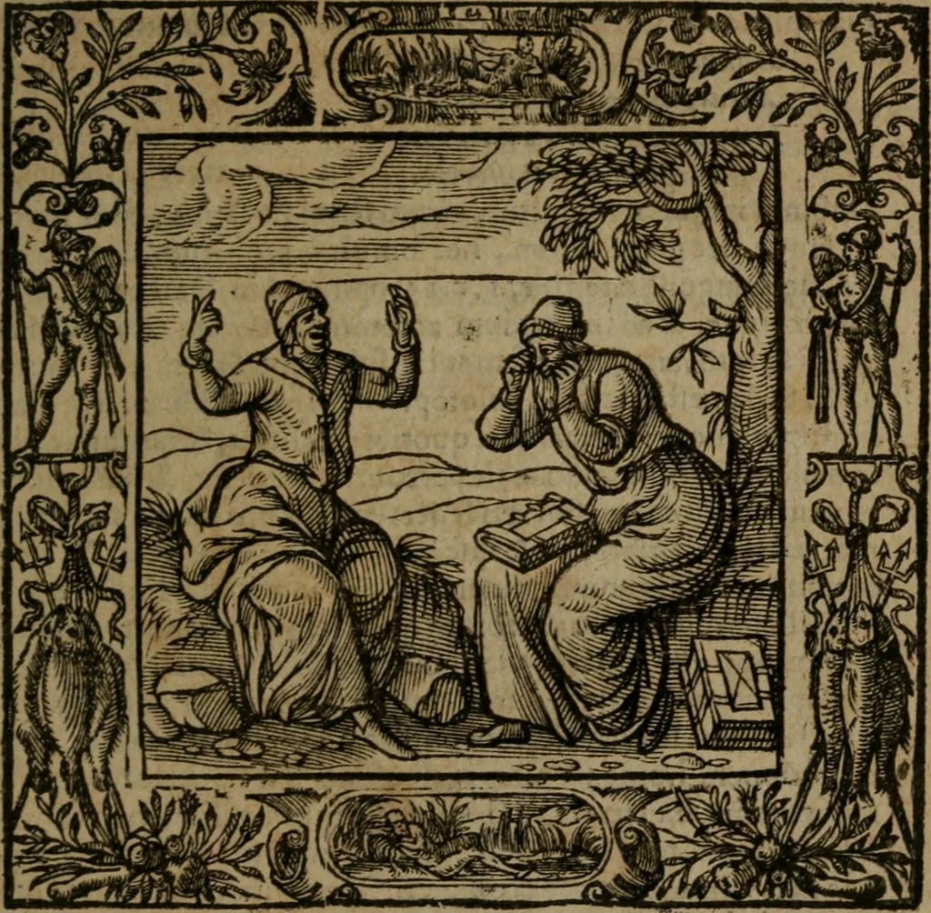 An illustration from Omnia Andreae Alciati v.c. emblemata : cum commentariis, quibus emblematum omnium aperta origine, mens auctoris explicatur, & obscura omnia dubiaque illustrantur, 1581, leaf 566