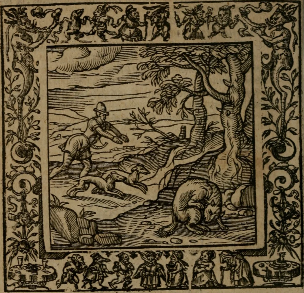 An illustration from Omnia Andreae Alciati v.c. emblemata : cum commentariis, quibus emblematum omnium aperta origine, mens auctoris explicatur, & obscura omnia dubiaque illustrantur, 1581, leaf 569