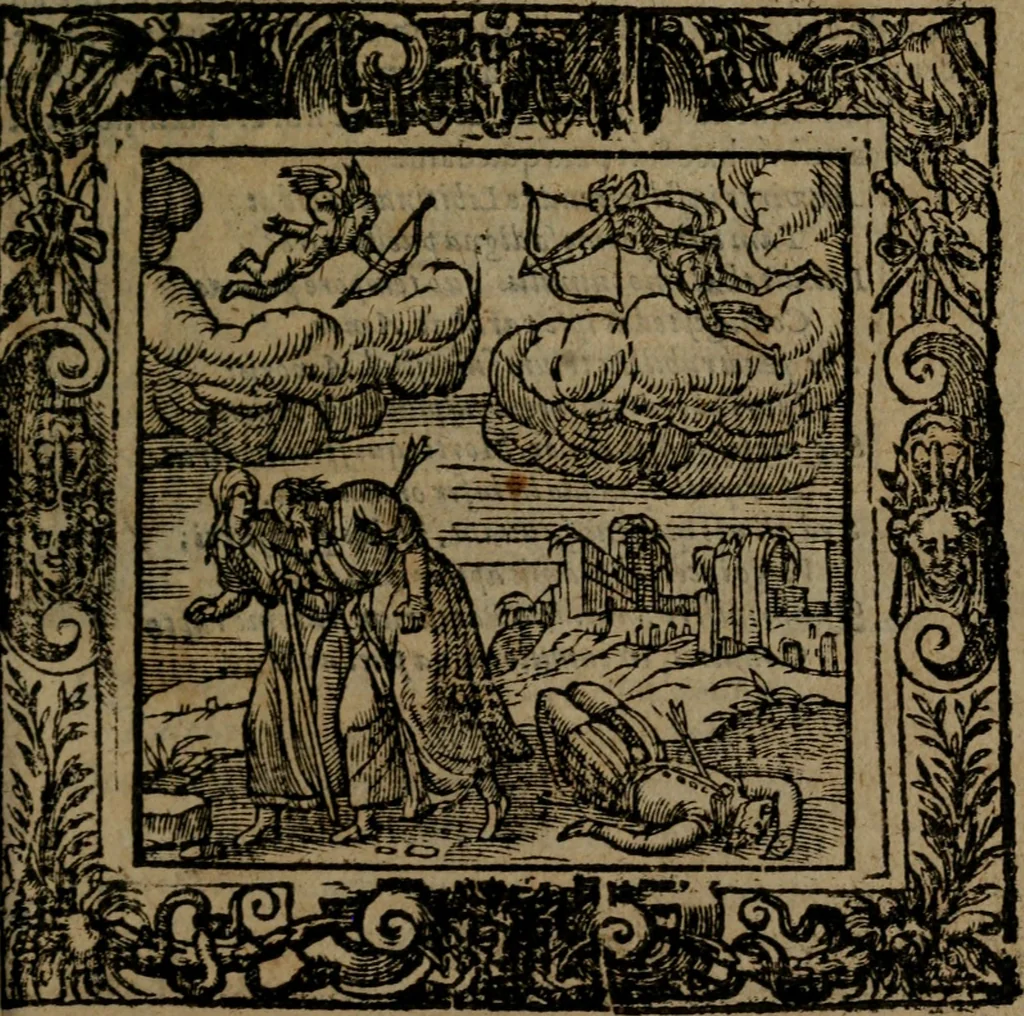 An illustration from Omnia Andreae Alciati v.c. emblemata : cum commentariis, quibus emblematum omnium aperta origine, mens auctoris explicatur, & obscura omnia dubiaque illustrantur, 1581, leaf 578