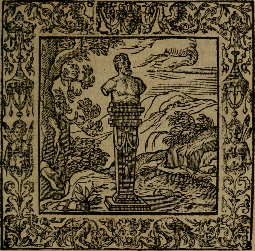 An illustration from Omnia Andreae Alciati v.c. emblemata : cum commentariis, quibus emblematum omnium aperta origine, mens auctoris explicatur, & obscura omnia dubiaque illustrantur, 1581, leaf 582