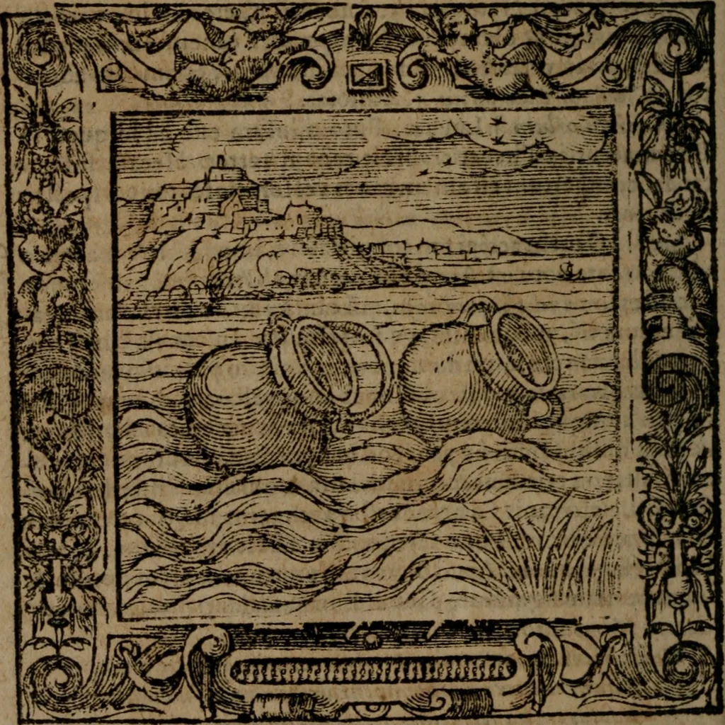 An illustration from Omnia Andreae Alciati v.c. emblemata : cum commentariis, quibus emblematum omnium aperta origine, mens auctoris explicatur, & obscura omnia dubiaque illustrantur, 1581, leaf 605