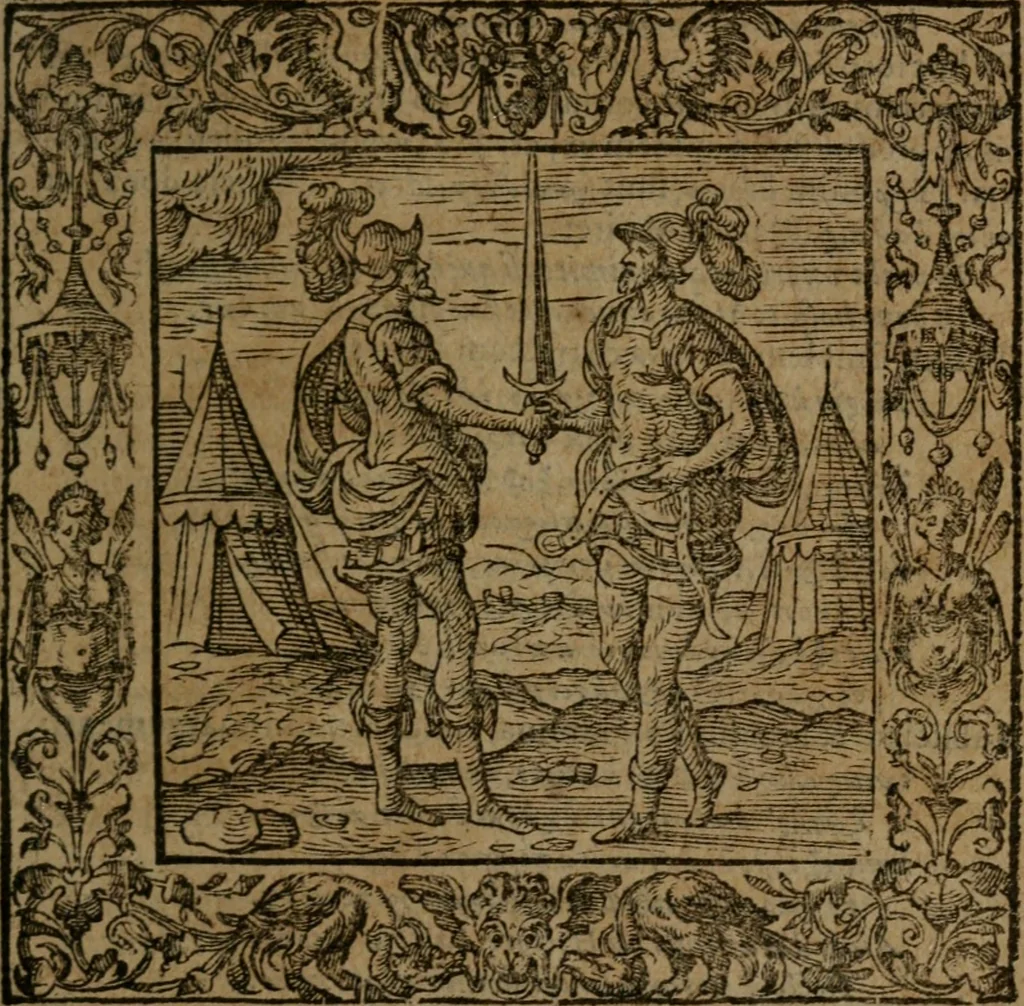 An illustration from Omnia Andreae Alciati v.c. emblemata : cum commentariis, quibus emblematum omnium aperta origine, mens auctoris explicatur, & obscura omnia dubiaque illustrantur, 1581, leaf 610