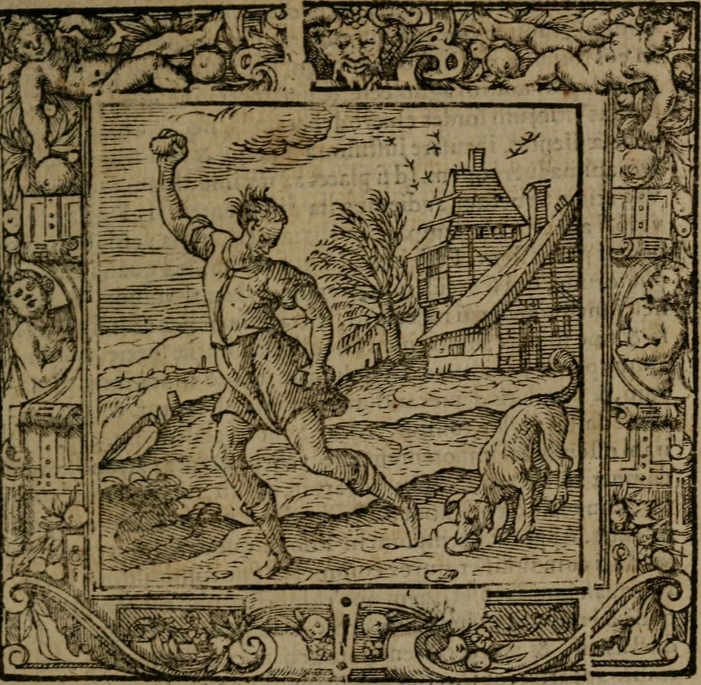An illustration from Omnia Andreae Alciati v.c. emblemata : cum commentariis, quibus emblematum omnium aperta origine, mens auctoris explicatur, & obscura omnia dubiaque illustrantur, 1581, leaf 630