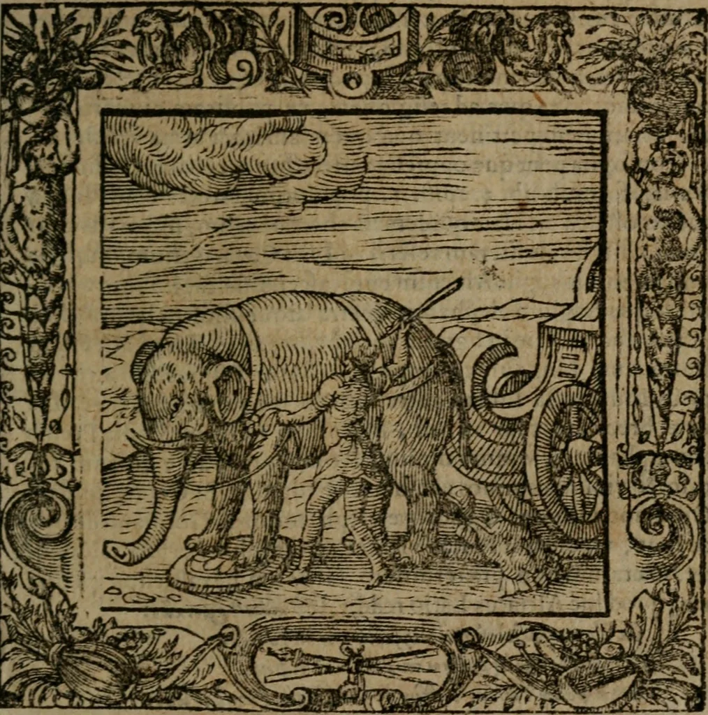 An illustration from Omnia Andreae Alciati v.c. emblemata : cum commentariis, quibus emblematum omnium aperta origine, mens auctoris explicatur, & obscura omnia dubiaque illustrantur, 1581, leaf 636