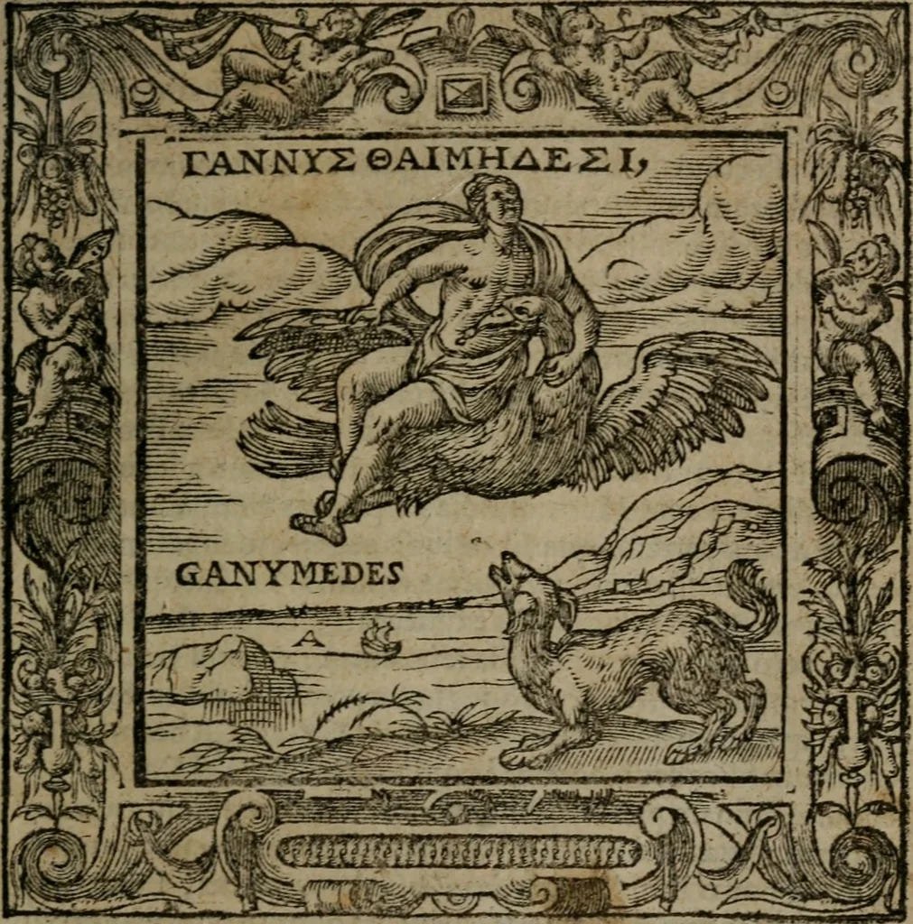 An illustration from Omnia Andreae Alciati v.c. emblemata : cum commentariis, quibus emblematum omnium aperta origine, mens auctoris explicatur, & obscura omnia dubiaque illustrantur, 1581, leaf 64
