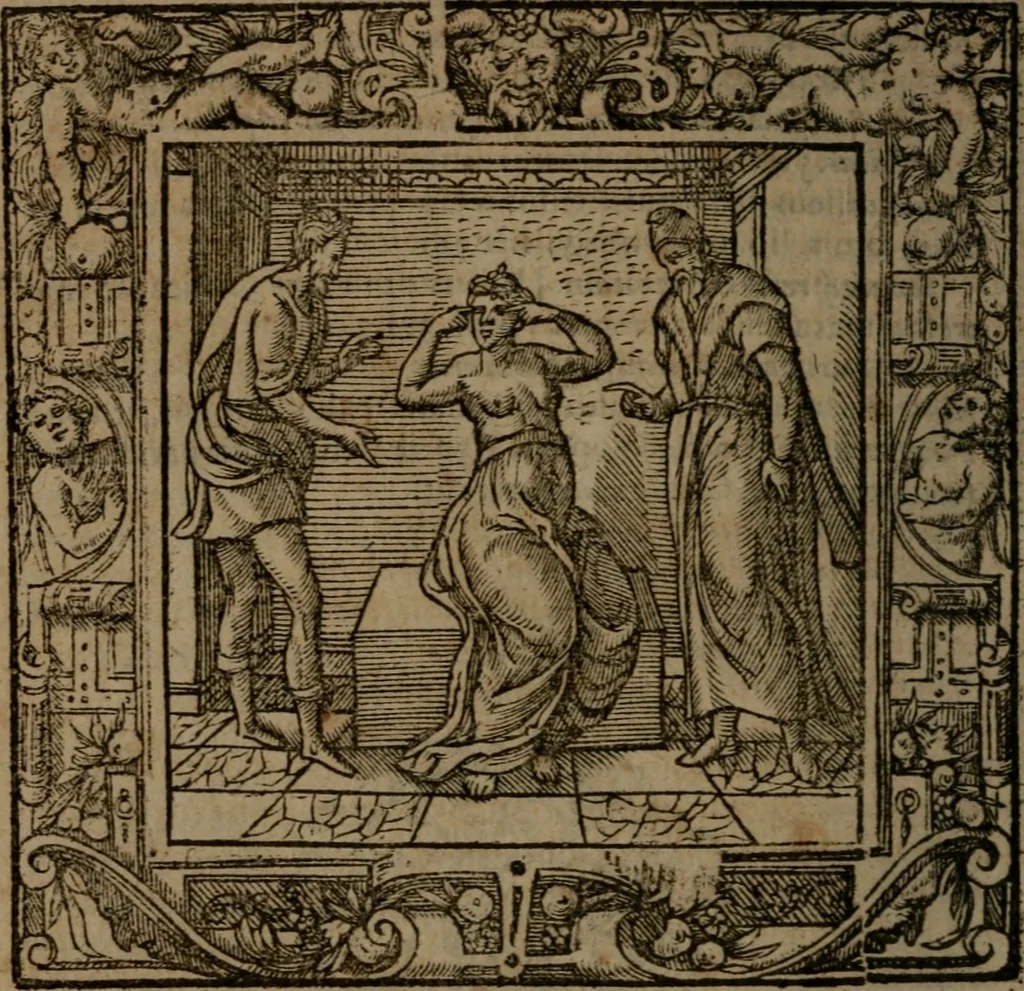 An illustration from Omnia Andreae Alciati v.c. emblemata : cum commentariis, quibus emblematum omnium aperta origine, mens auctoris explicatur, & obscura omnia dubiaque illustrantur, 1581, leaf 709