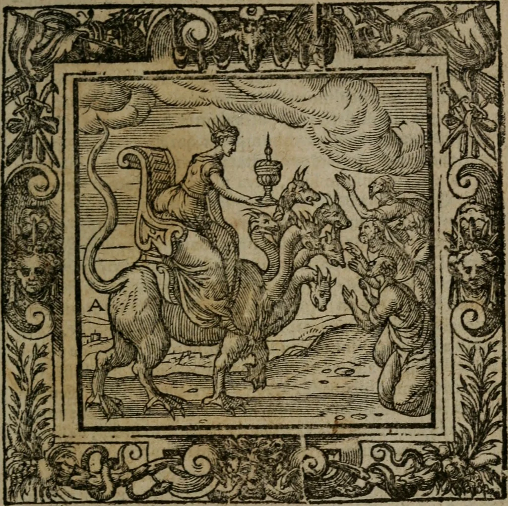 An illustration from Omnia Andreae Alciati v.c. emblemata : cum commentariis, quibus emblematum omnium aperta origine, mens auctoris explicatur, & obscura omnia dubiaque illustrantur, 1581, leaf 76