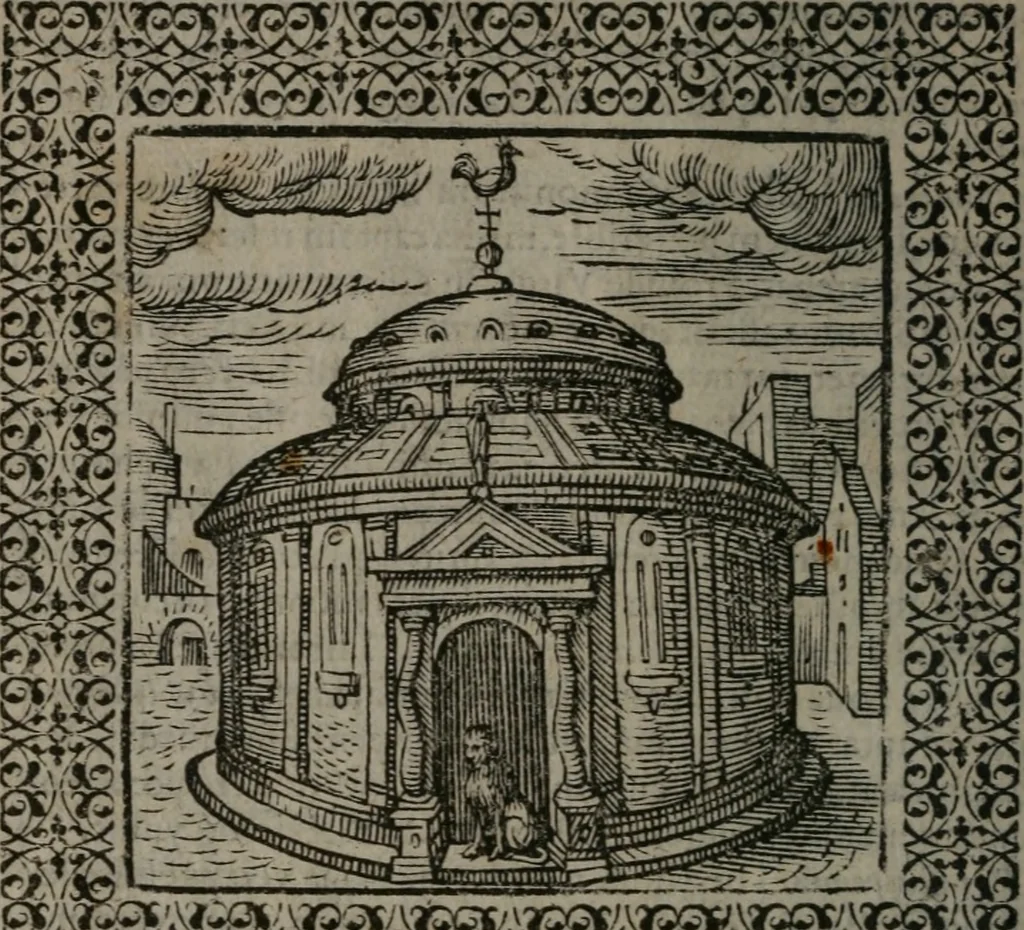 An illustration from Omnia Andreae Alciati v.c. emblemata : cum commentariis, quibus emblematum omnium aperta origine, mens auctoris explicatur, & obscura omnia dubiáque illustrantur, 1577, leaf 105