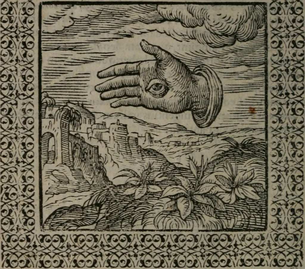 An illustration from Omnia Andreae Alciati v.c. emblemata : cum commentariis, quibus emblematum omnium aperta origine, mens auctoris explicatur, & obscura omnia dubiáque illustrantur, 1577, leaf 109