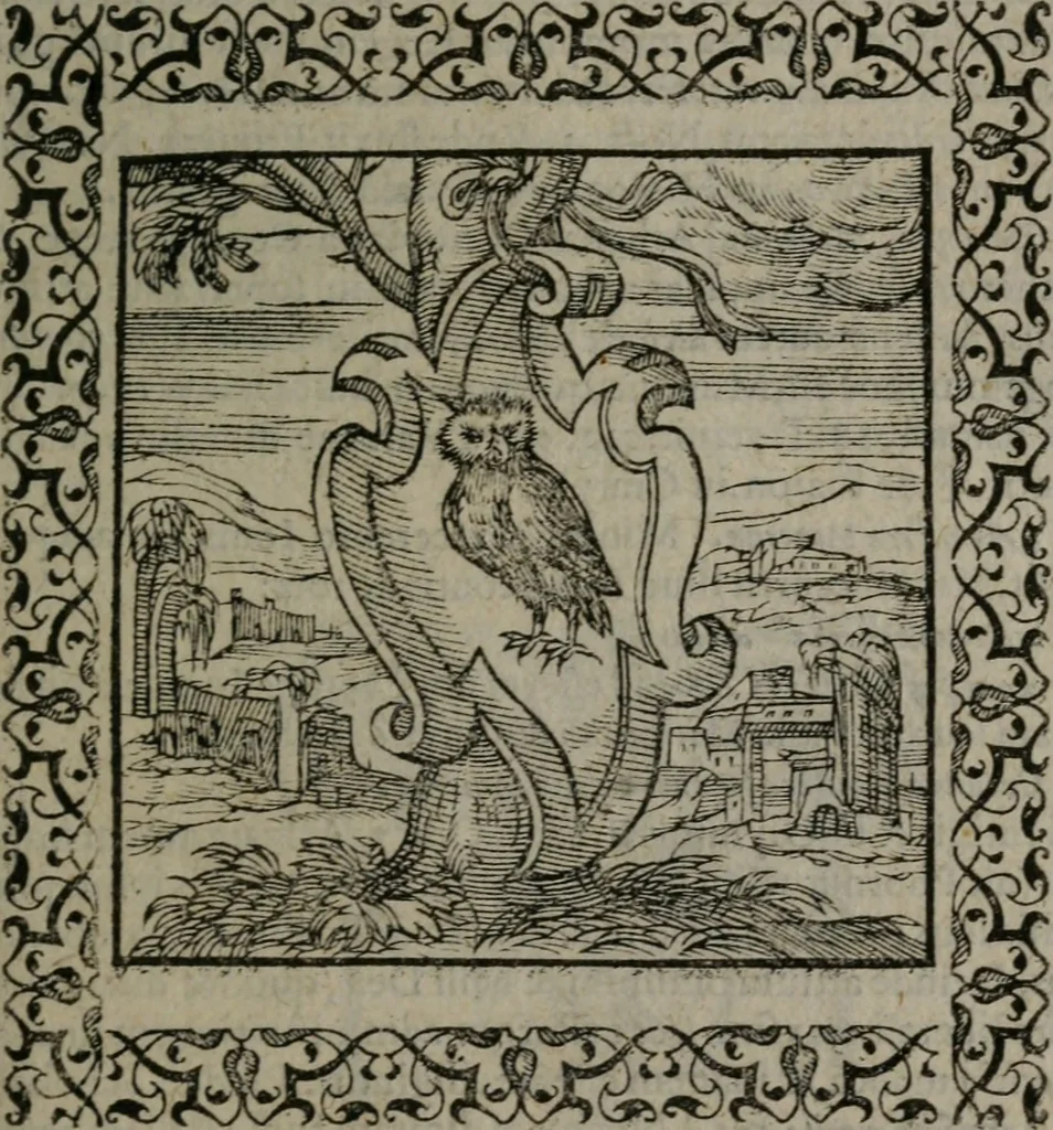 An illustration from Omnia Andreae Alciati v.c. emblemata : cum commentariis, quibus emblematum omnium aperta origine, mens auctoris explicatur, & obscura omnia dubiáque illustrantur, 1577, leaf 120
