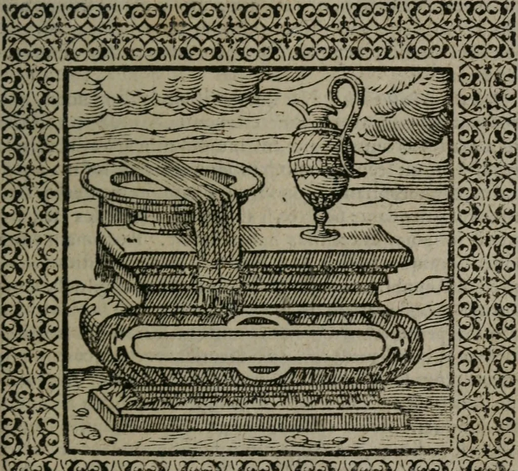 An illustration from Omnia Andreae Alciati v.c. emblemata : cum commentariis, quibus emblematum omnium aperta origine, mens auctoris explicatur, & obscura omnia dubiáque illustrantur, 1577, leaf 162