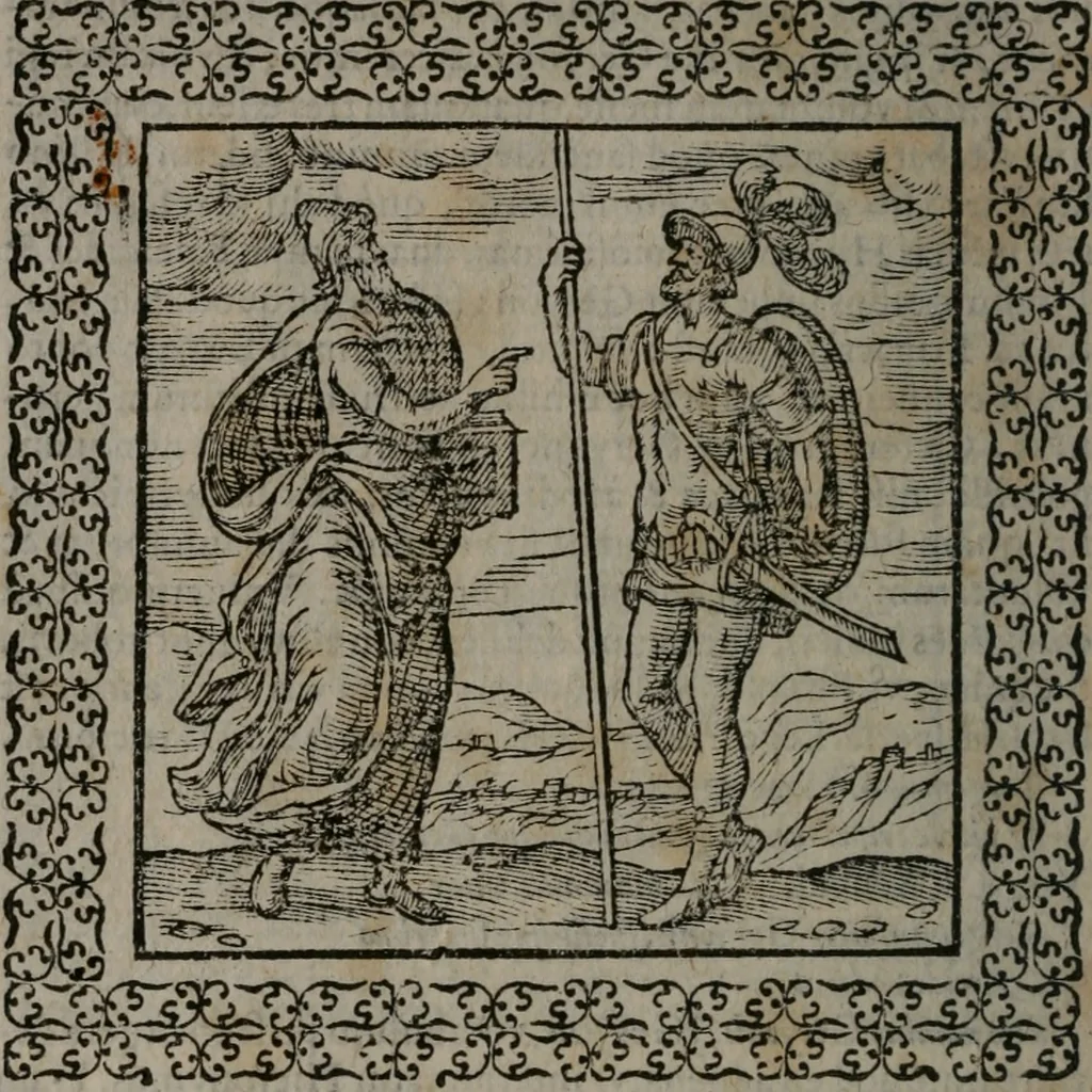 An illustration from Omnia Andreae Alciati v.c. emblemata : cum commentariis, quibus emblematum omnium aperta origine, mens auctoris explicatur, & obscura omnia dubiáque illustrantur, 1577, leaf 193