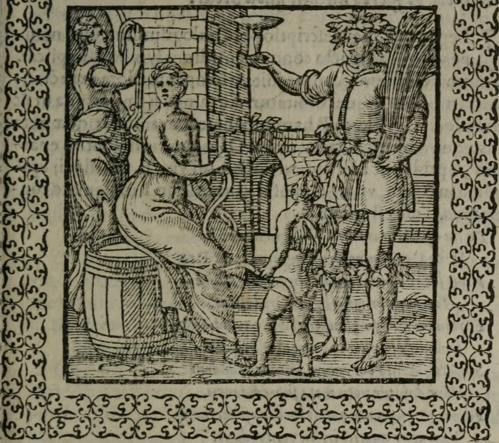 An illustration from Omnia Andreae Alciati v.c. emblemata : cum commentariis, quibus emblematum omnium aperta origine, mens auctoris explicatur, & obscura omnia dubiáque illustrantur, 1577, leaf 202