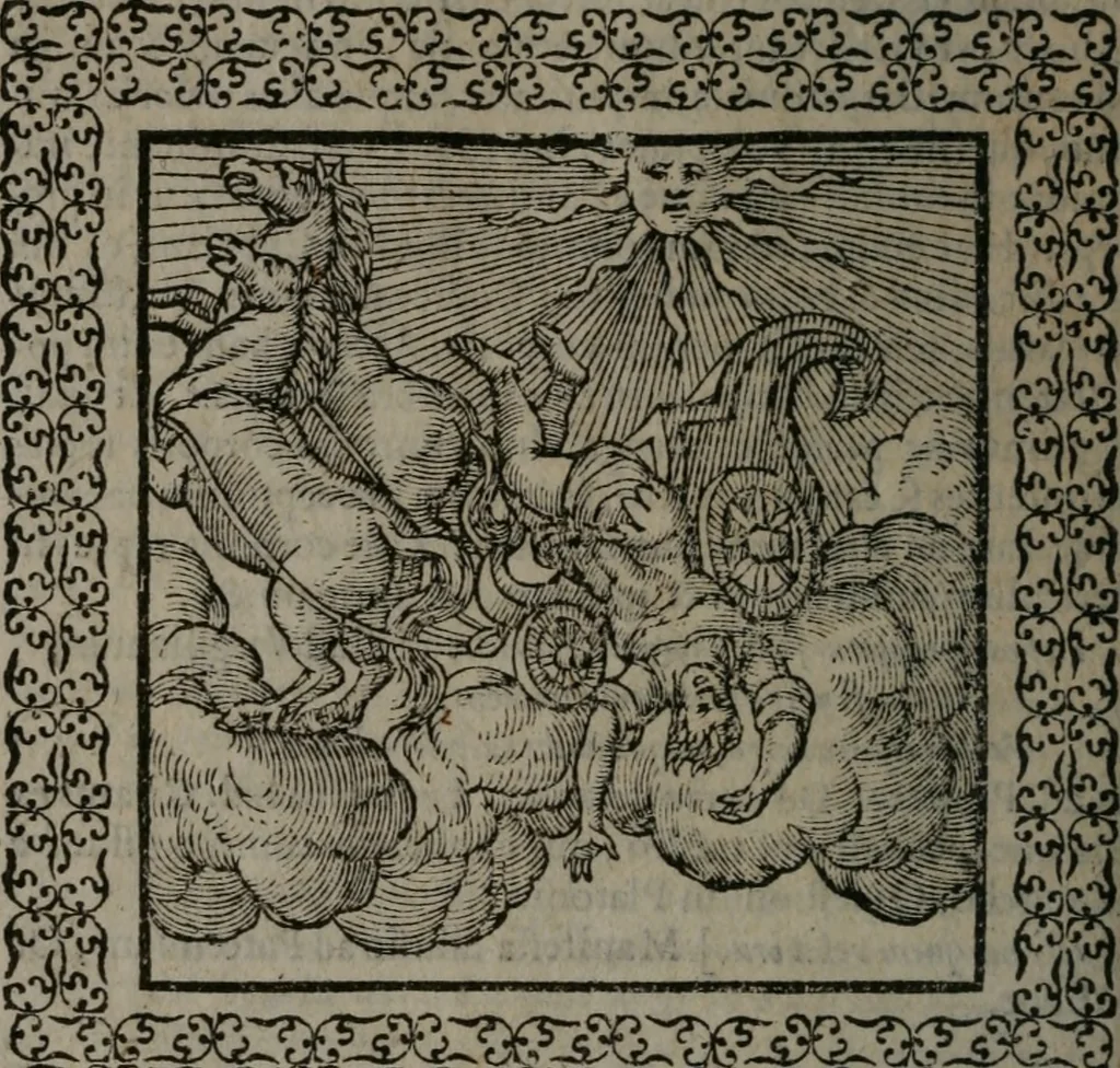 An illustration from Omnia Andreae Alciati v.c. emblemata : cum commentariis, quibus emblematum omnium aperta origine, mens auctoris explicatur, & obscura omnia dubiáque illustrantur, 1577, leaf 233