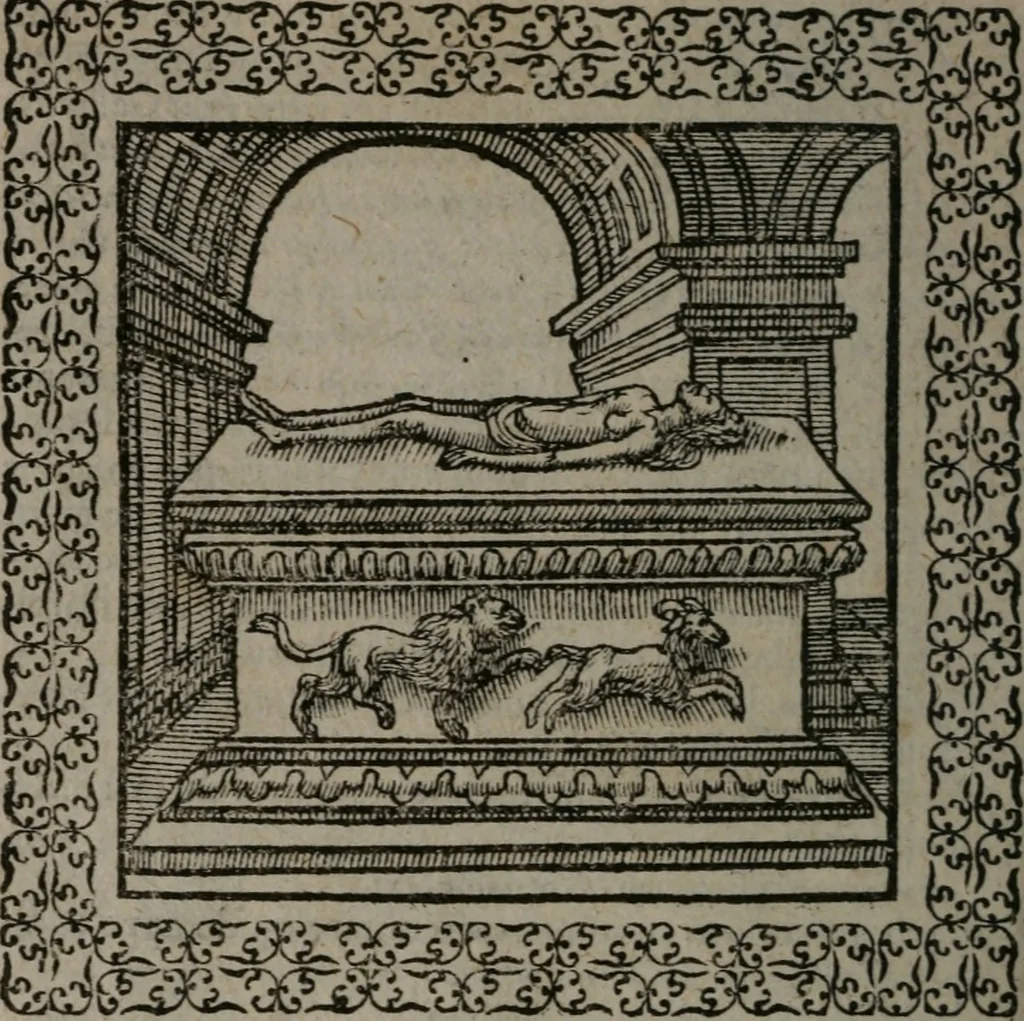 An illustration from Omnia Andreae Alciati v.c. emblemata : cum commentariis, quibus emblematum omnium aperta origine, mens auctoris explicatur, & obscura omnia dubiáque illustrantur, 1577, leaf 281
