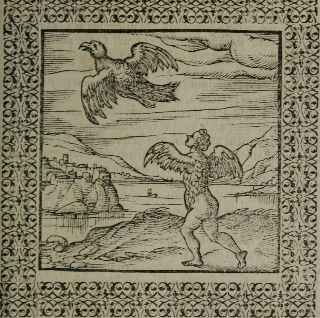 An illustration from Omnia Andreae Alciati v.c. emblemata : cum commentariis, quibus emblematum omnium aperta origine, mens auctoris explicatur, & obscura omnia dubiáque illustrantur, 1577, leaf 306