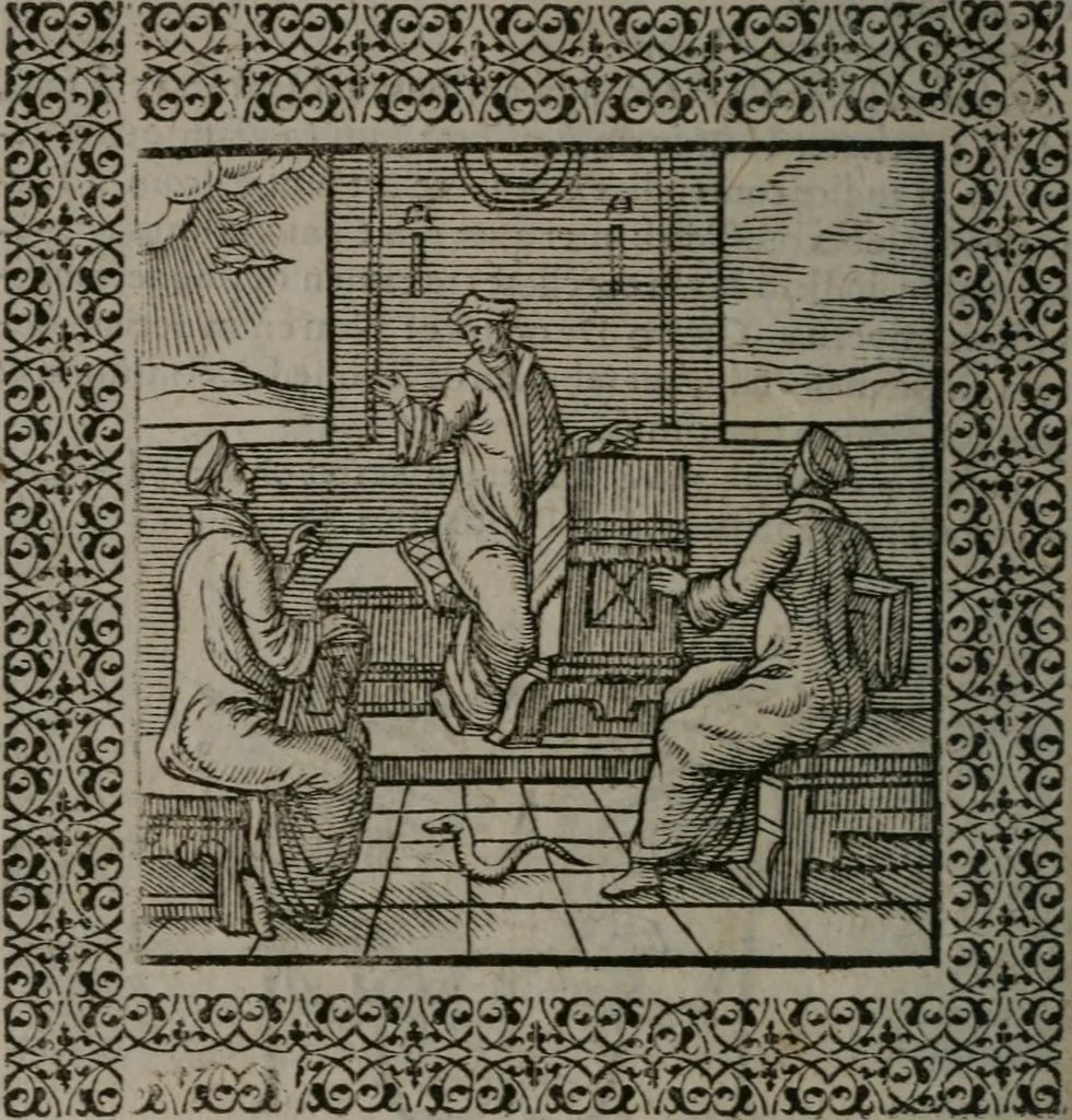 An illustration from Omnia Andreae Alciati v.c. emblemata : cum commentariis, quibus emblematum omnium aperta origine, mens auctoris explicatur, & obscura omnia dubiáque illustrantur, 1577, leaf 335