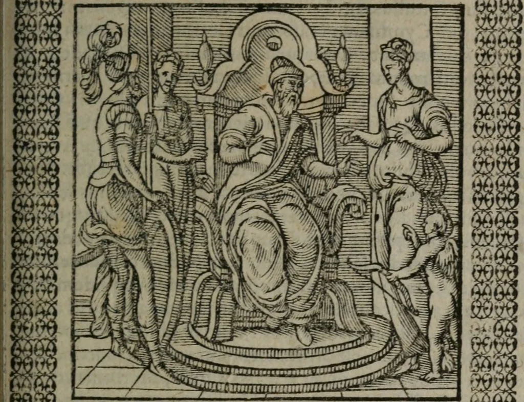An illustration from Omnia Andreae Alciati v.c. emblemata : cum commentariis, quibus emblematum omnium aperta origine, mens auctoris explicatur, & obscura omnia dubiáque illustrantur, 1577, leaf 368