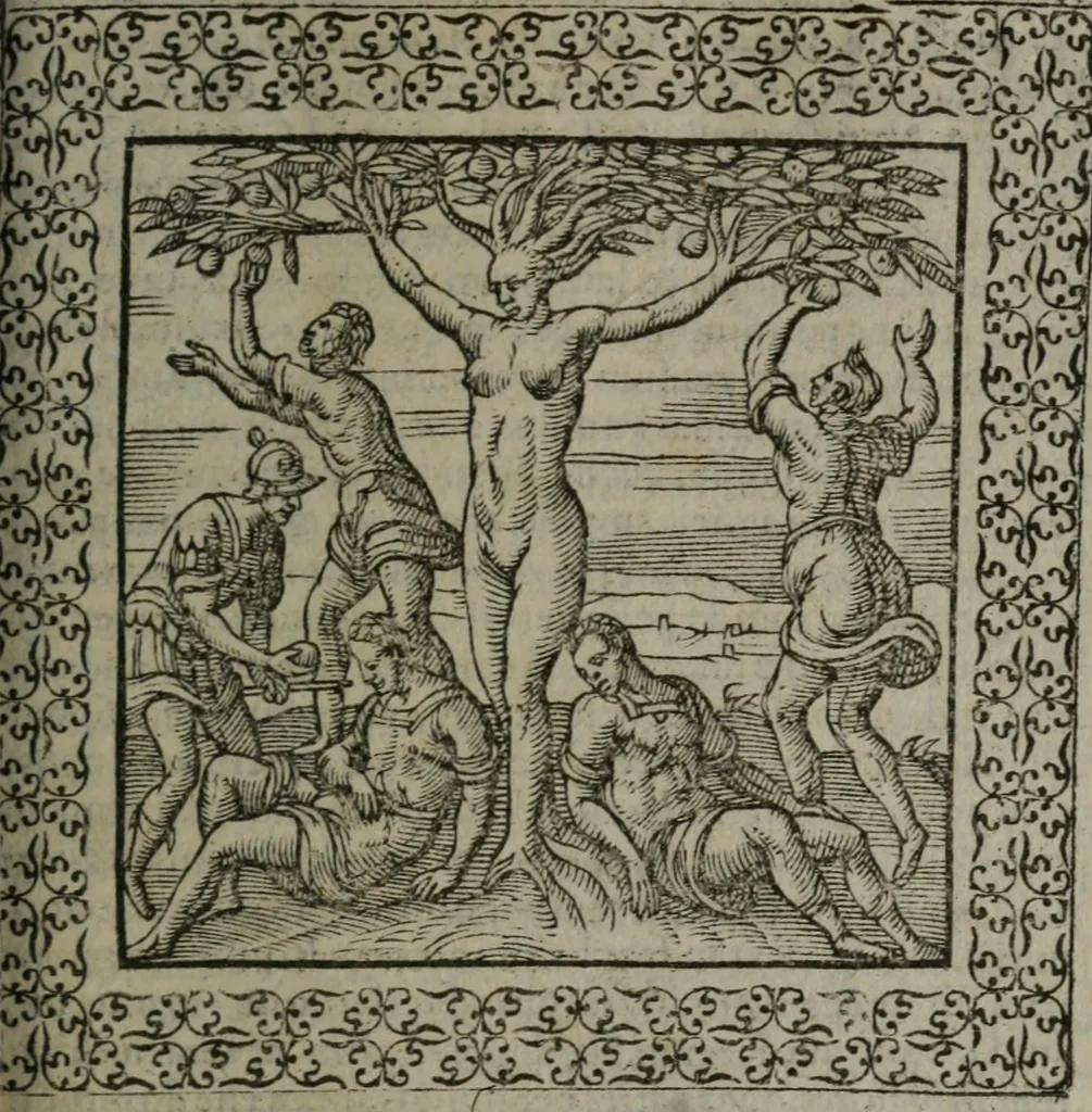 An illustration from Omnia Andreae Alciati v.c. emblemata : cum commentariis, quibus emblematum omnium aperta origine, mens auctoris explicatur, & obscura omnia dubiáque illustrantur, 1577, leaf 390
