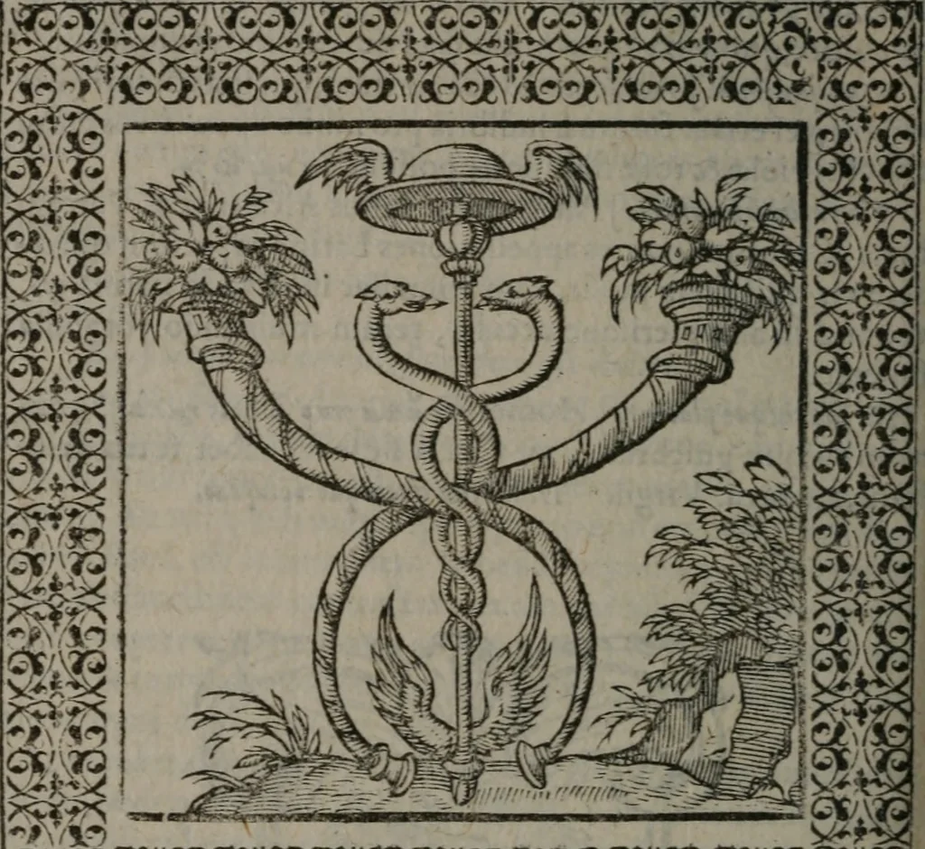 An illustration from Omnia Andreae Alciati v.c. emblemata : cum commentariis, quibus emblematum omnium aperta origine, mens auctoris explicatur, & obscura omnia dubiáque illustrantur, 1577, leaf 407