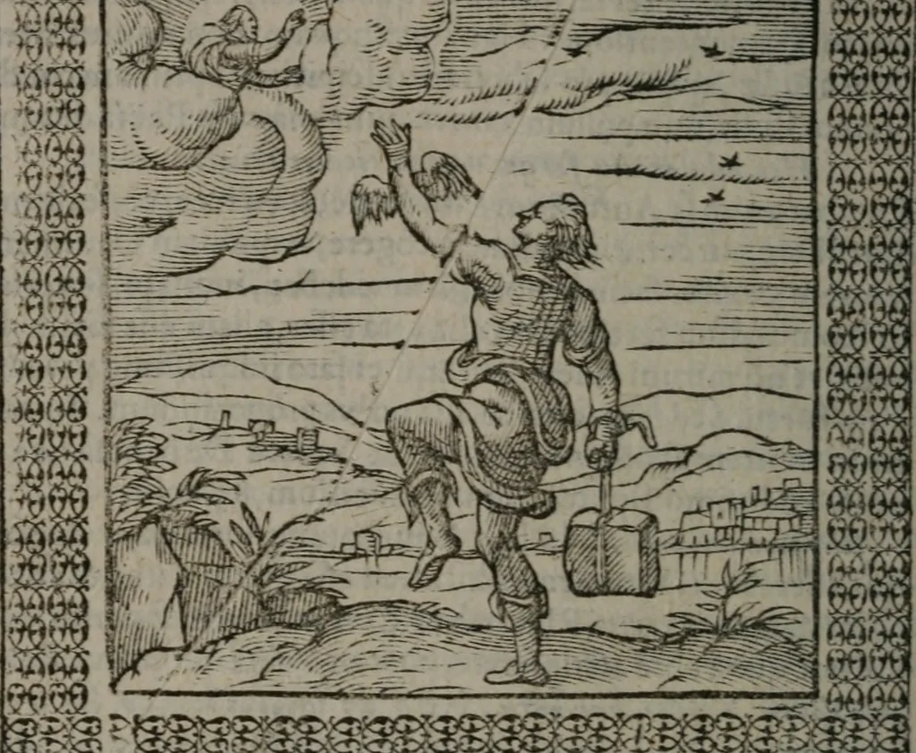 An illustration from Omnia Andreae Alciati v.c. emblemata : cum commentariis, quibus emblematum omnium aperta origine, mens auctoris explicatur, & obscura omnia dubiáque illustrantur, 1577, leaf 415