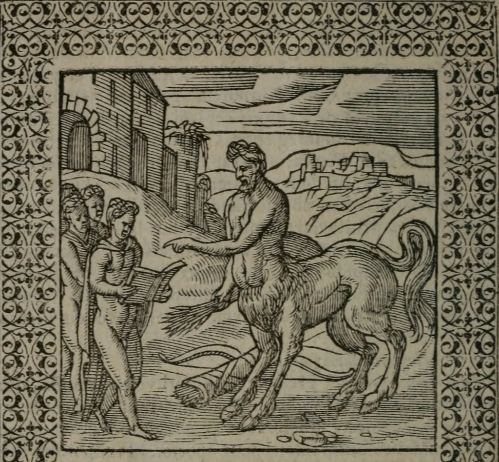 An illustration from Omnia Andreae Alciati v.c. emblemata : cum commentariis, quibus emblematum omnium aperta origine, mens auctoris explicatur, & obscura omnia dubiáque illustrantur, 1577, leaf 489