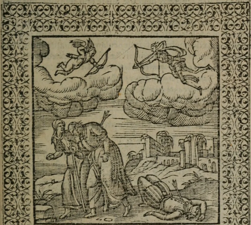 An illustration from Omnia Andreae Alciati v.c. emblemata : cum commentariis, quibus emblematum omnium aperta origine, mens auctoris explicatur, & obscura omnia dubiáque illustrantur, 1577, leaf 514