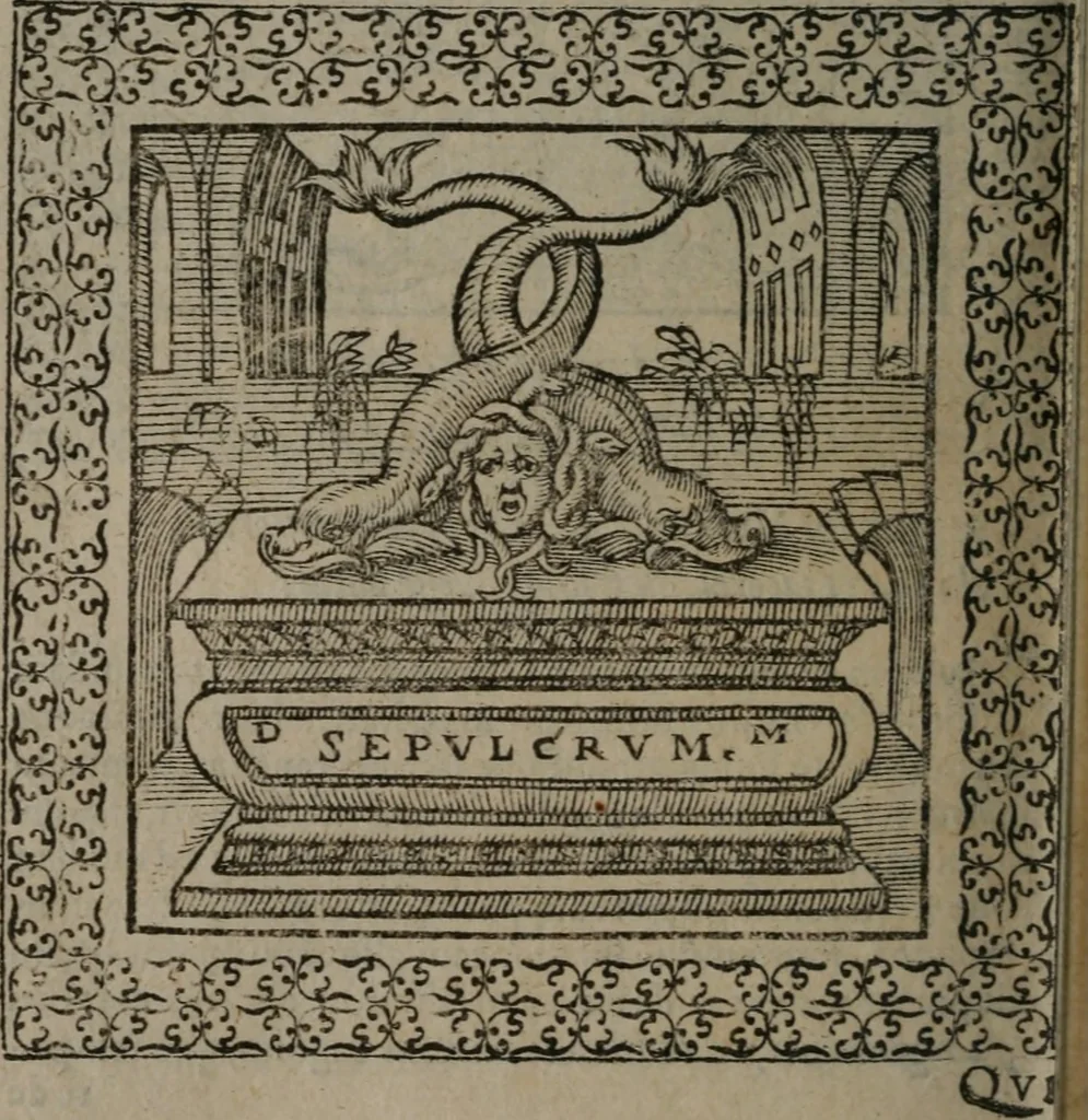 An illustration from Omnia Andreae Alciati v.c. emblemata : cum commentariis, quibus emblematum omnium aperta origine, mens auctoris explicatur, & obscura omnia dubiáque illustrantur, 1577, leaf 515