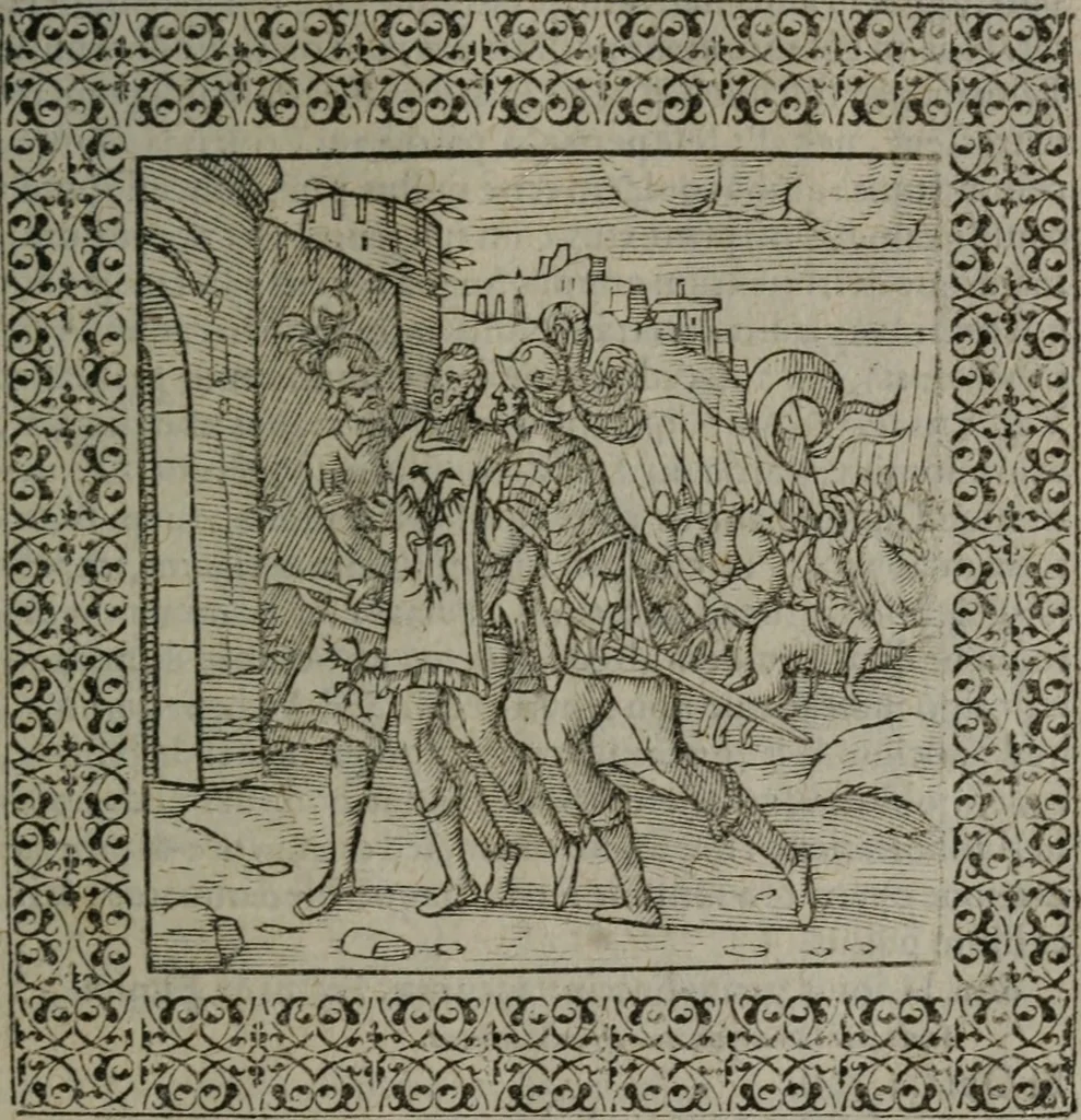 An illustration from Omnia Andreae Alciati v.c. emblemata : cum commentariis, quibus emblematum omnium aperta origine, mens auctoris explicatur, & obscura omnia dubiáque illustrantur, 1577, leaf 560