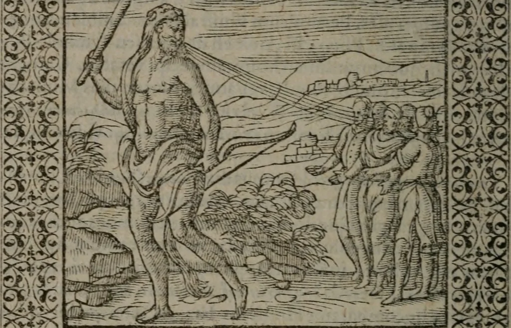 An illustration from Omnia Andreae Alciati v.c. emblemata : cum commentariis, quibus emblematum omnium aperta origine, mens auctoris explicatur, & obscura omnia dubiáque illustrantur, 1577, leaf 583