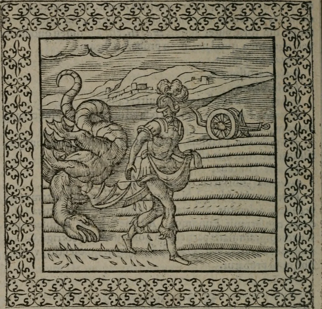 An illustration from Omnia Andreae Alciati v.c. emblemata : cum commentariis, quibus emblematum omnium aperta origine, mens auctoris explicatur, & obscura omnia dubiáque illustrantur, 1577, leaf 603