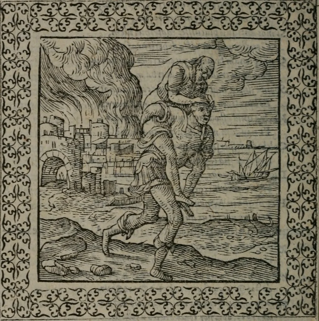 An illustration from Omnia Andreae Alciati v.c. emblemata : cum commentariis, quibus emblematum omnium aperta origine, mens auctoris explicatur, & obscura omnia dubiáque illustrantur, 1577, leaf 631