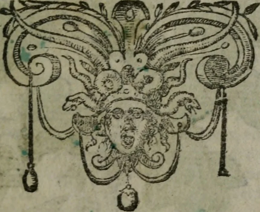 An illustration from Omnia Andreae Alciati v.c. emblemata : cum commentariis, quibus emblematum omnium aperta origine, mens auctoris explicatur, & obscura omnia dubiáque illustrantur, 1577, leaf 656