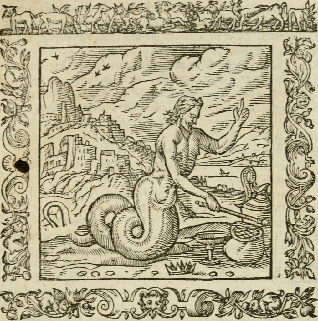 An illustration from Omnia Andreae Alciati V.C. Emblemata : cum commentariis, quibus emblematum detecta origine, dubia omnia, et obscura illustrantur, 1602, leaf 114