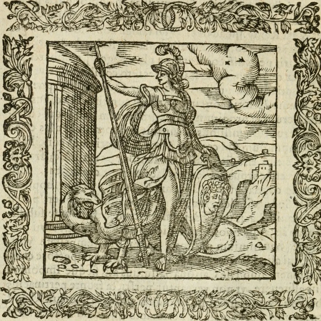 An illustration from Omnia Andreae Alciati V.C. Emblemata : cum commentariis, quibus emblematum detecta origine, dubia omnia, et obscura illustrantur, 1602, leaf 203