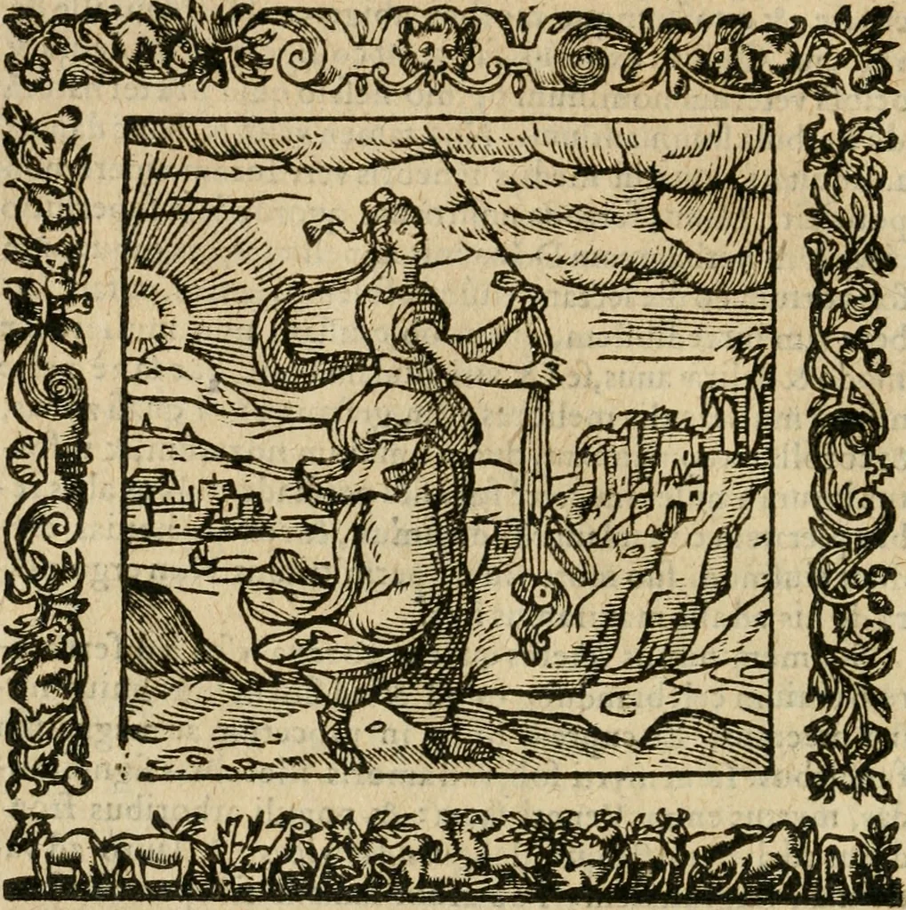 An illustration from Omnia Andreae Alciati V.C. Emblemata : cum commentariis, quibus emblematum detecta origine, dubia omnia, et obscura illustrantur, 1602, leaf 235
