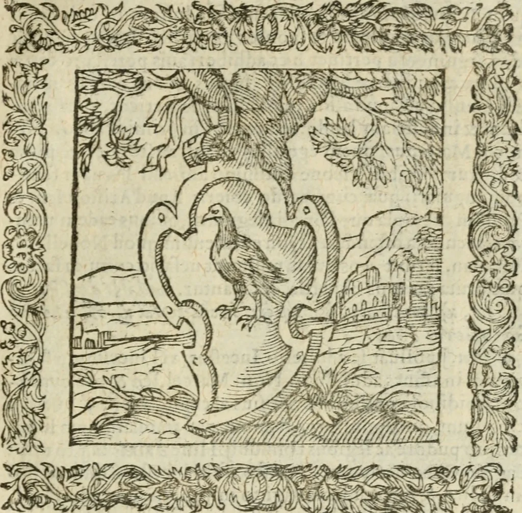 An illustration from Omnia Andreae Alciati V.C. Emblemata : cum commentariis, quibus emblematum detecta origine, dubia omnia, et obscura illustrantur, 1602, leaf 322