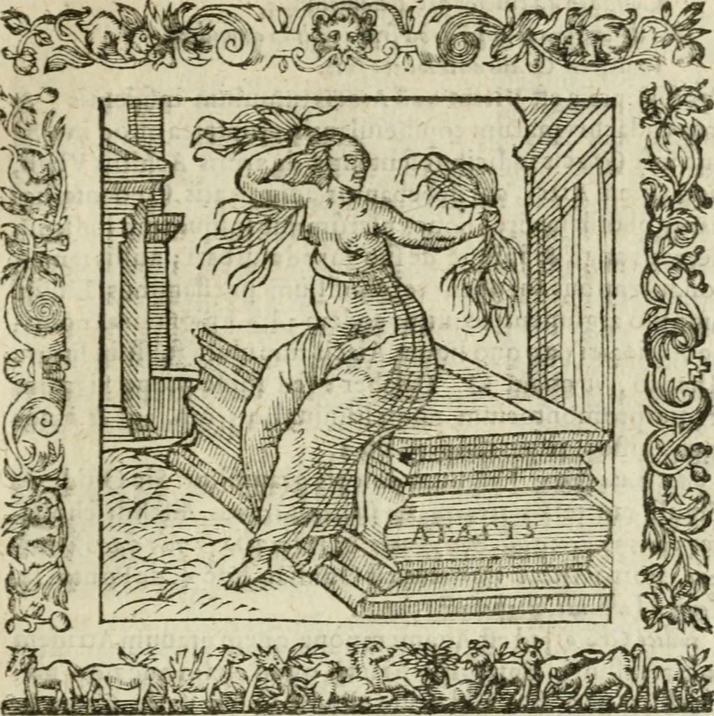 An illustration from Omnia Andreae Alciati V.C. Emblemata : cum commentariis, quibus emblematum detecta origine, dubia omnia, et obscura illustrantur, 1602, leaf 324