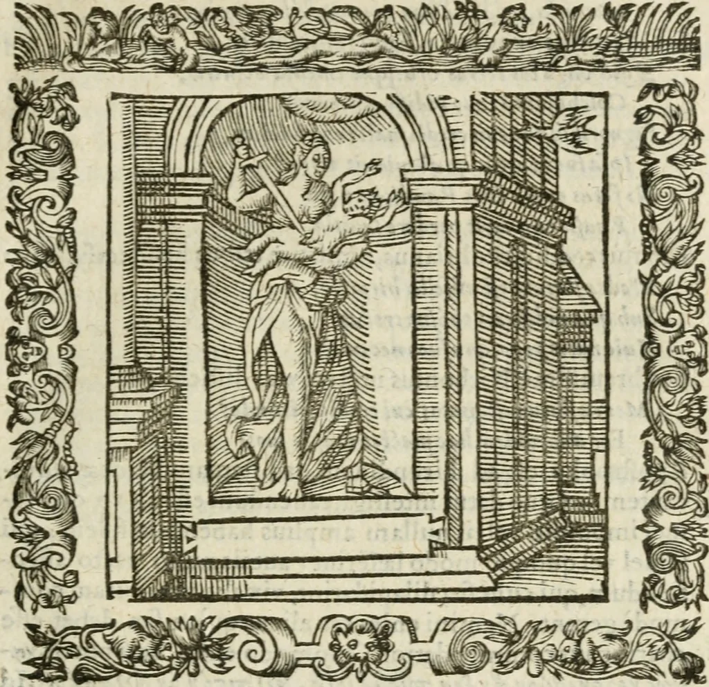 An illustration from Omnia Andreae Alciati V.C. Emblemata : cum commentariis, quibus emblematum detecta origine, dubia omnia, et obscura illustrantur, 1602, leaf 348