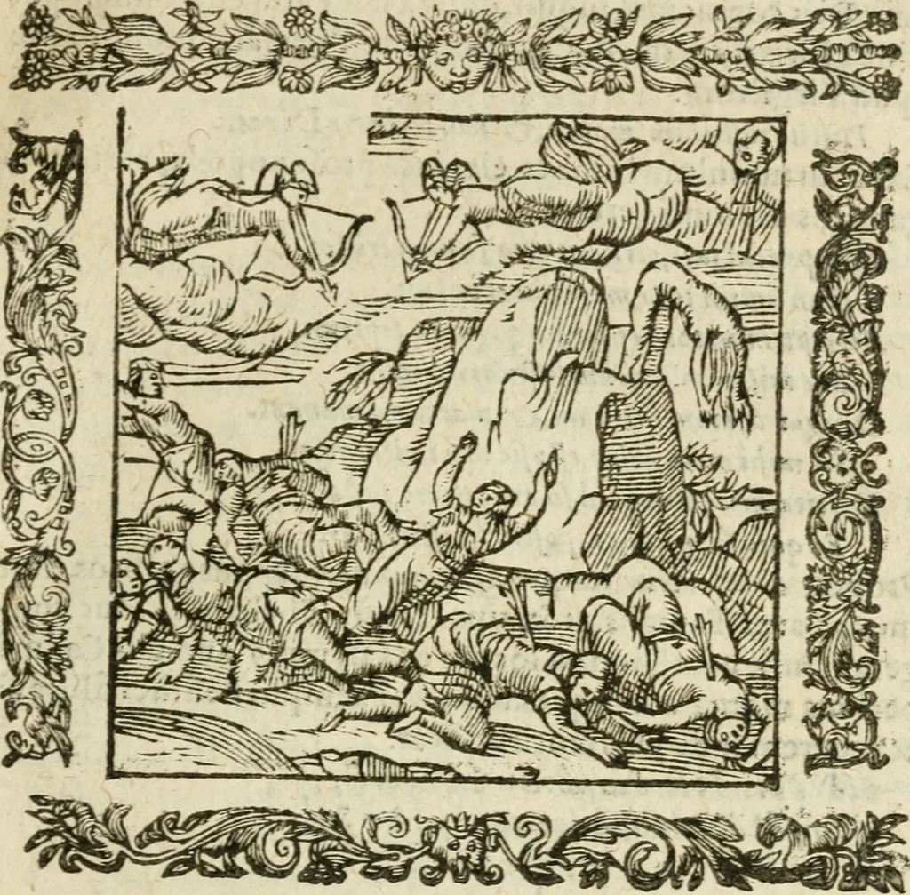 An illustration from Omnia Andreae Alciati V.C. Emblemata : cum commentariis, quibus emblematum detecta origine, dubia omnia, et obscura illustrantur, 1602, leaf 388