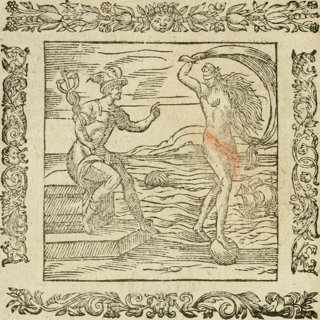 An illustration from Omnia Andreae Alciati V.C. Emblemata : cum commentariis, quibus emblematum detecta origine, dubia omnia, et obscura illustrantur, 1602, leaf 499