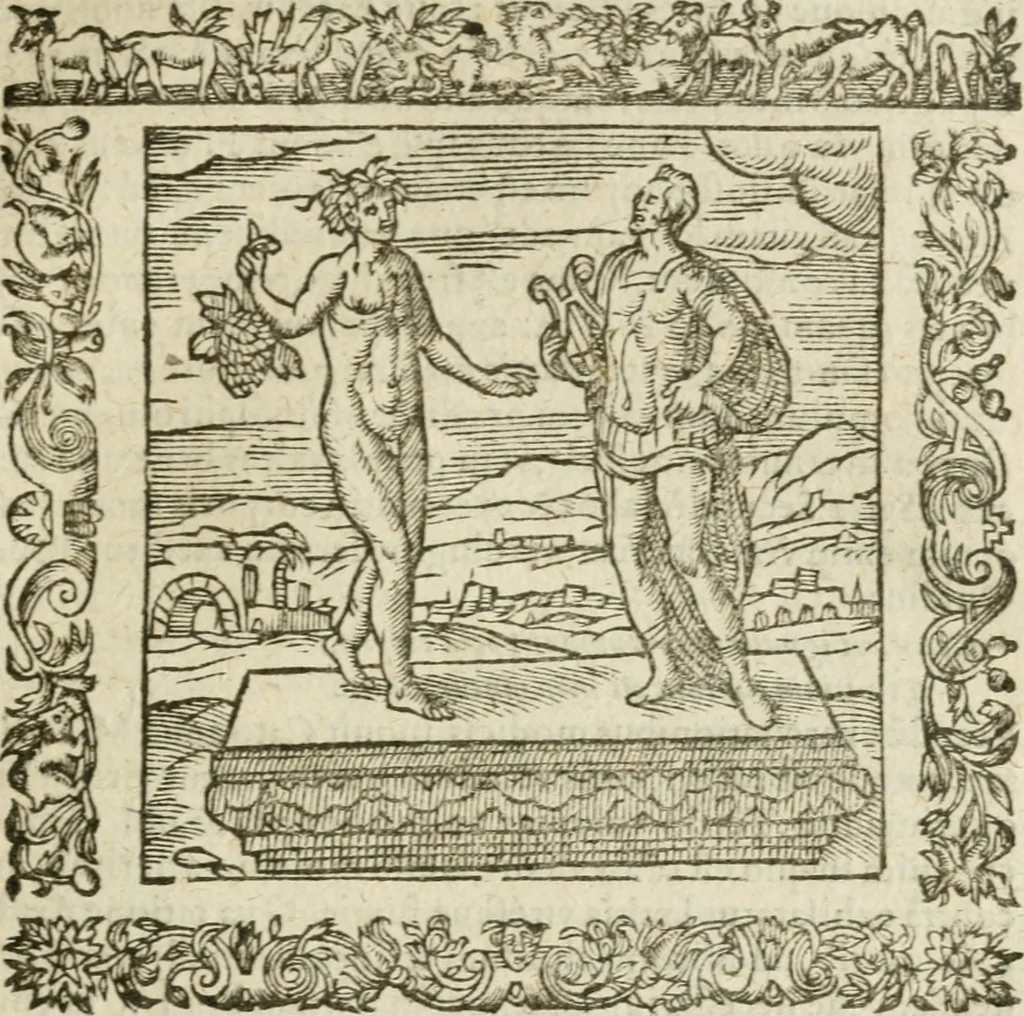 An illustration from Omnia Andreae Alciati V.C. Emblemata : cum commentariis, quibus emblematum detecta origine, dubia omnia, et obscura illustrantur, 1602, leaf 504