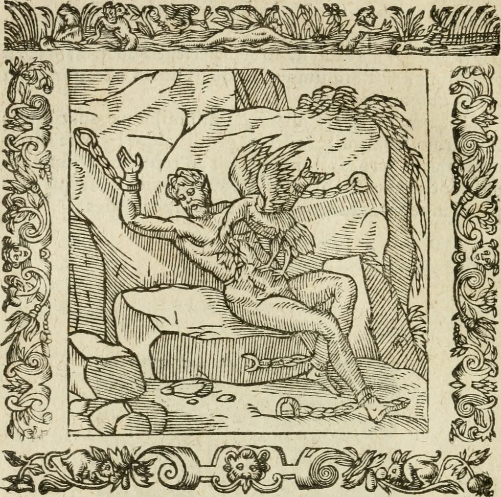 An illustration from Omnia Andreae Alciati V.C. Emblemata : cum commentariis, quibus emblematum detecta origine, dubia omnia, et obscura illustrantur, 1602, leaf 513