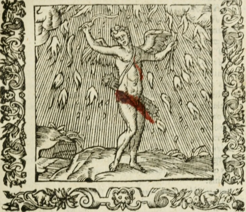 An illustration from Omnia Andreae Alciati V.C. Emblemata : cum commentariis, quibus emblematum detecta origine, dubia omnia, et obscura illustrantur, 1602, leaf 534