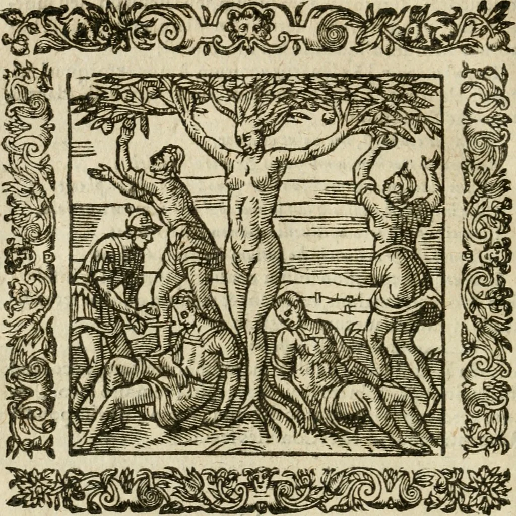 An illustration from Omnia Andreae Alciati V.C. Emblemata : cum commentariis, quibus emblematum detecta origine, dubia omnia, et obscura illustrantur, 1602, leaf 573
