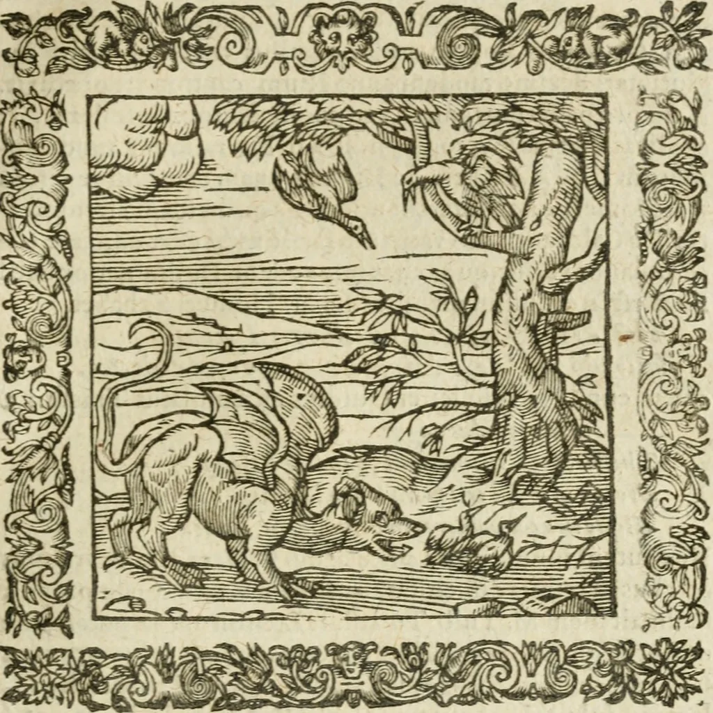 An illustration from Omnia Andreae Alciati V.C. Emblemata : cum commentariis, quibus emblematum detecta origine, dubia omnia, et obscura illustrantur, 1602, leaf 672
