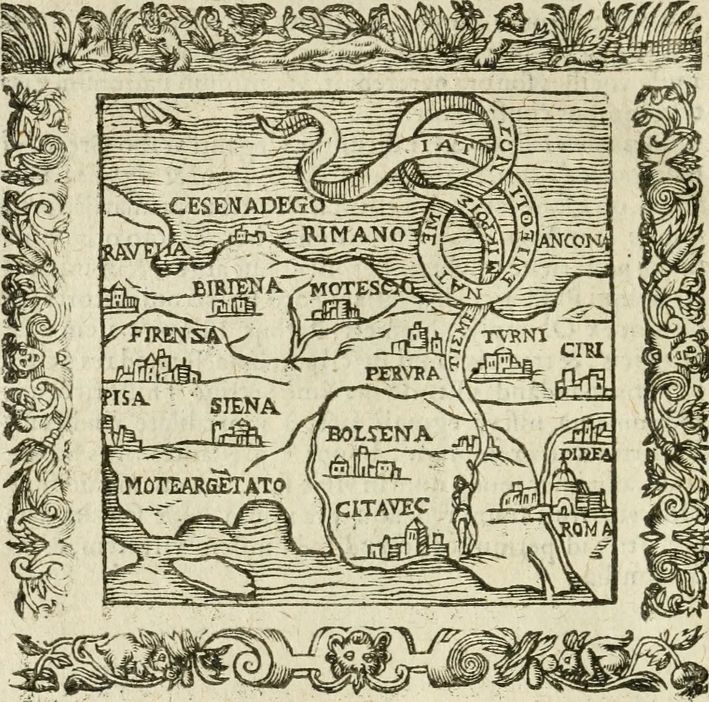 An illustration from Omnia Andreae Alciati V.C. Emblemata : cum commentariis, quibus emblematum detecta origine, dubia omnia, et obscura illustrantur, 1602, leaf 679