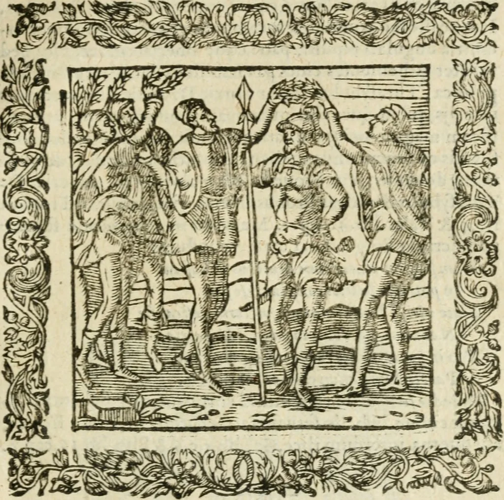 An illustration from Omnia Andreae Alciati V.C. Emblemata : cum commentariis, quibus emblematum detecta origine, dubia omnia, et obscura illustrantur, 1602, leaf 682